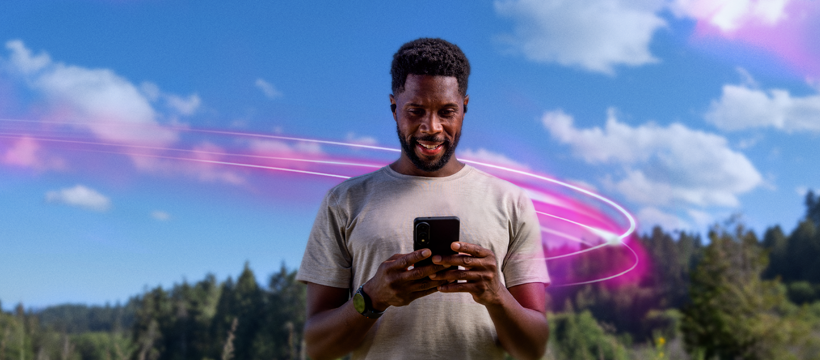 Man looking at a cellphone